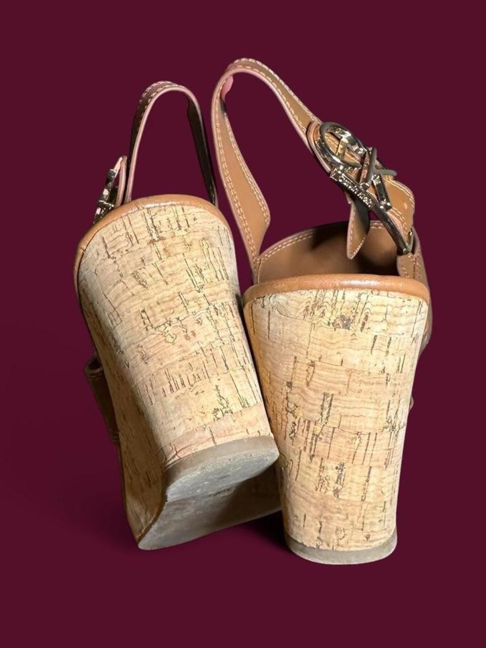 Calvin Klein Tan Cork Wedge Sandals